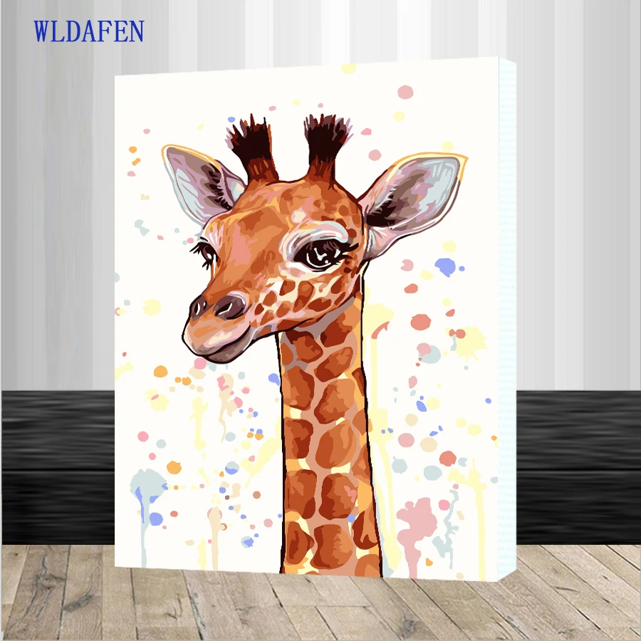 Новый мультфильм Жираф DIY Краски ing по номерам Наборы на холст акрил окраска painitng