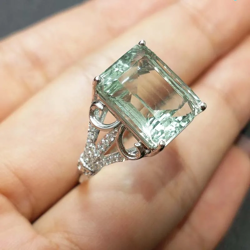 FLZB, 8.5CT хорошее Птичье гнездо режущее натуральное кольцо с зеленым аметистом из стерлингового серебра 925 пробы с покрытием из золота 18 К Трендовое женское кольцо