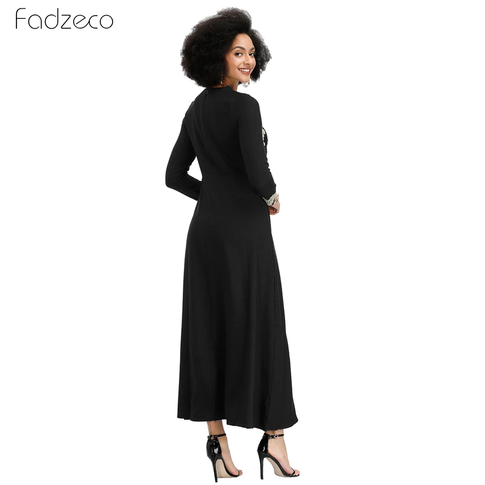 Fadzeco Новое Африканское платье Femme модный халат с золотой кружевной аппликацией