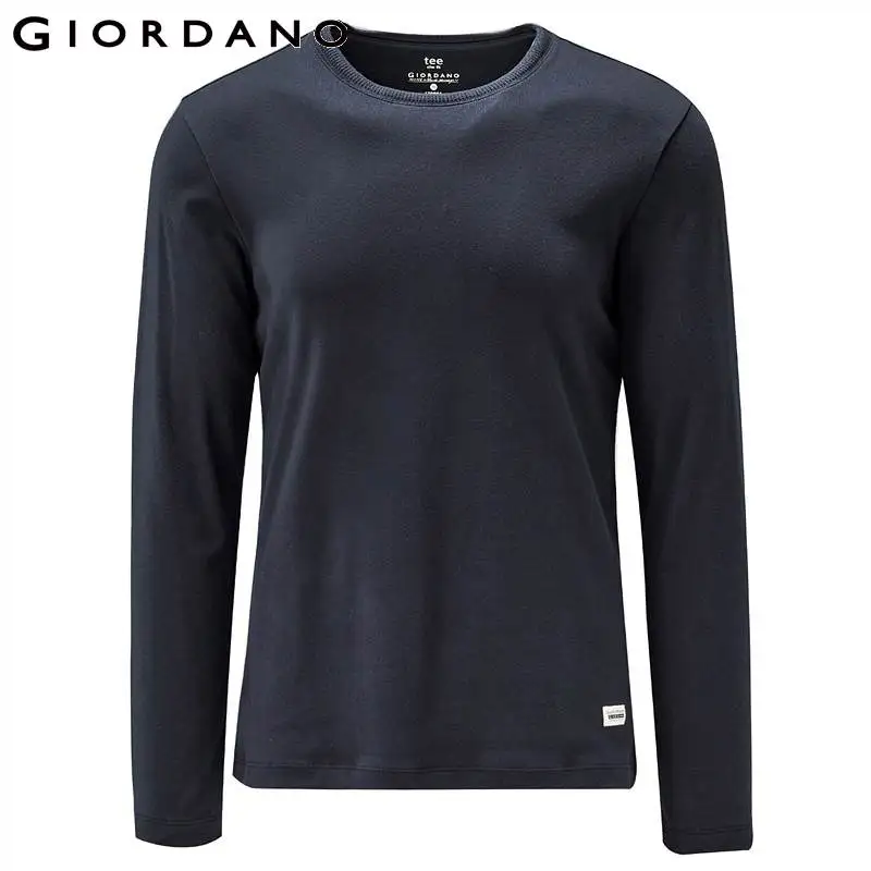 Джордано для мужчин футболка одноцветное 100% Котон Crewneck Футболка с длинным