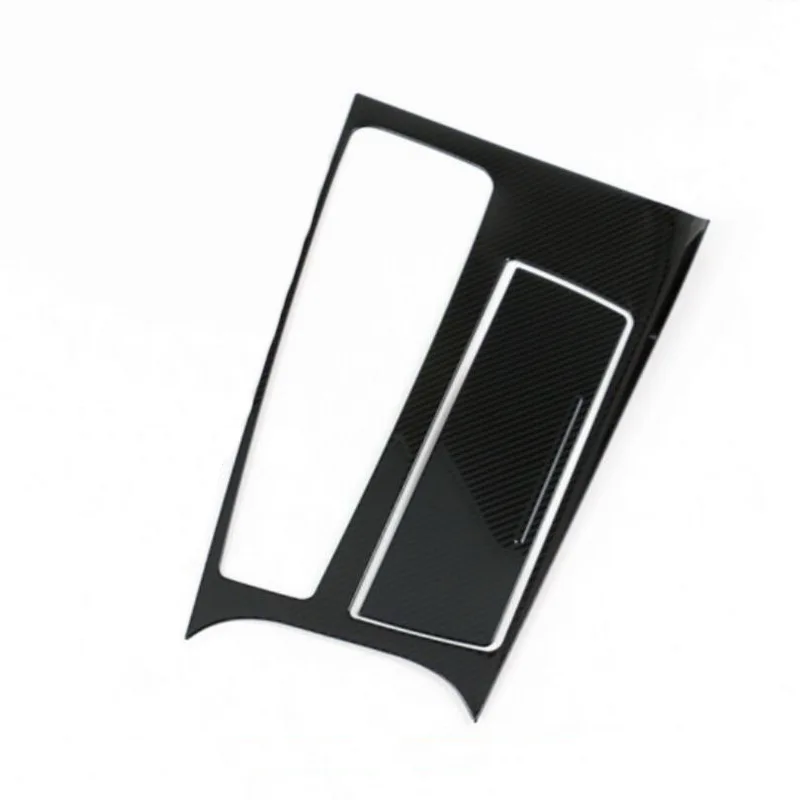 2 pcs black carbon Tonlinker Interior Gear panel Cover Case sticker for Peugeot 508L-19 Car Styling 2/3 PCS Stainless steel Cover sticker - Color Name: 2 pcs black carbon