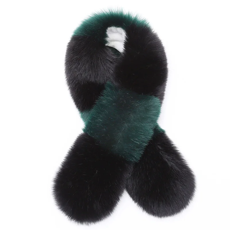 

Шарф из искусственного лисьего меха, длинный женский шарф в стиле пэчворк, бархатный Пушистый Зимний шарф, многоцветный мех