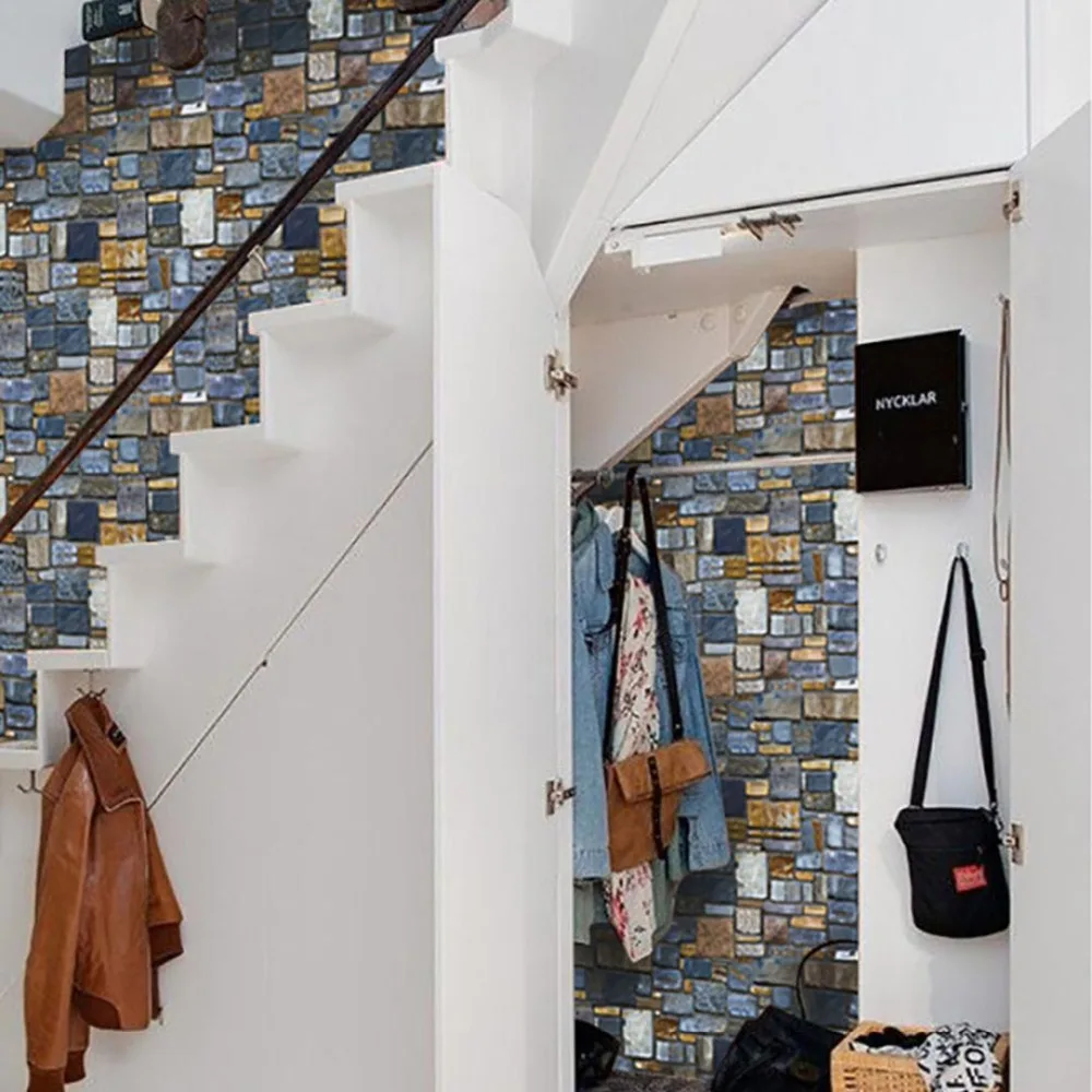 Wall Sticker Living room bedroom background 3D Paper Brick Stone Rustic Effect Self-adhesive Decor Hot Apr13 | Дом и сад
