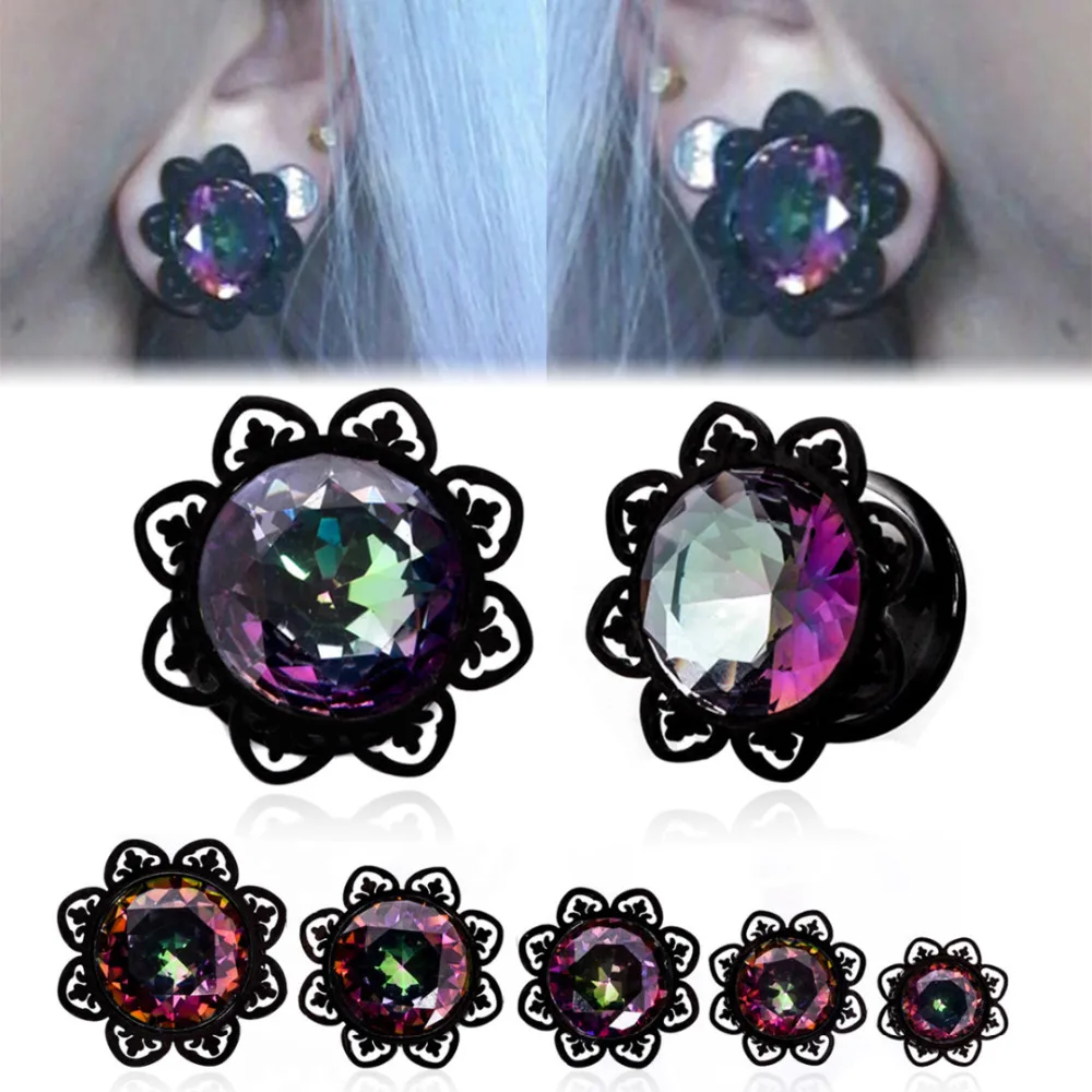 1 пара хрустальные циркониевые затычки для ушных туннелей болты из нержавеющей