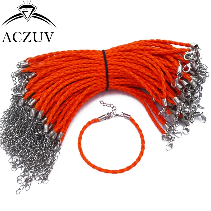 100 шт. плетеная веревка из полиуретана Lether браслет шнур с удлинителем цепи для