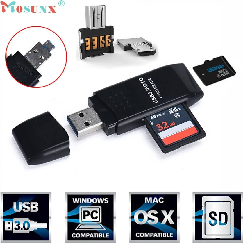 

Mosunx Simplestone MINI 5Gbps Super Speed USB 3.0+OTG Micro SD/SDXC TF Card Reader Adapter U Disk oct31