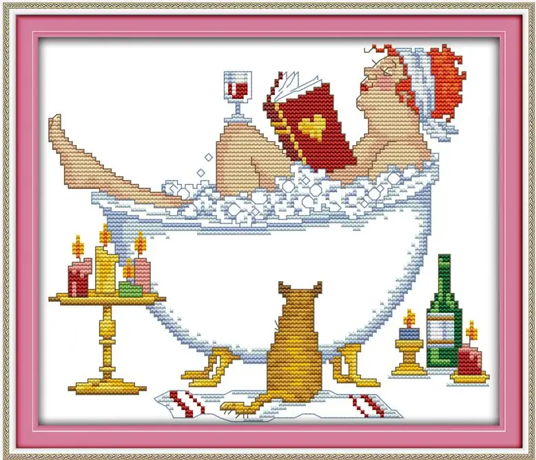 R608-1 Серия Joy Sunday Enjoy life, напечатанная на ткани DMC 14CT 11CT Наборы для вышивания крестиком, наборы для вышивания, домашний декор - Цвет: R608-1