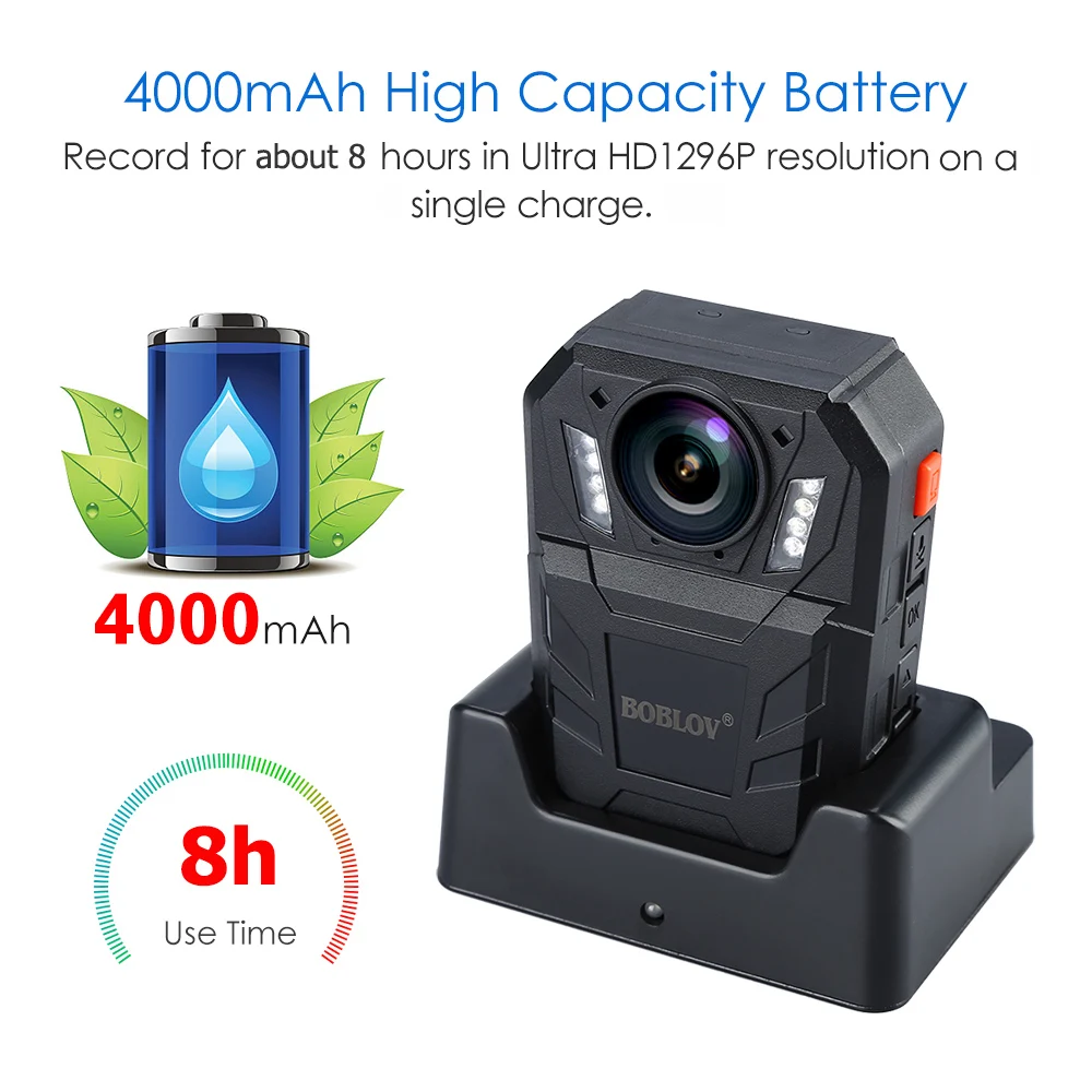BOBLOV WA7 D Ambarella A7 4000 мАч Батарея видео Регистраторы тела Камера HD 1296 P удаленного