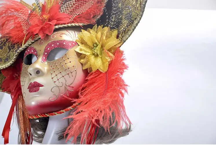 Party Masks Venice Masquerade Anonymous mask With Coloured Drawing feather Venetian Costumes for Halloween Christmas | Дом и сад