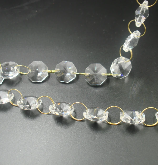 10metersClear Beads + Golden Ring Hanging Crystal Bead Strand DIY Curtain Chains Christmas Wedding Tree Centerpiece Decor | Лампы и