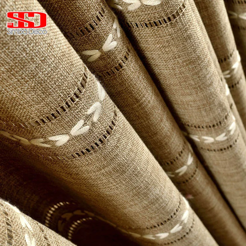 

American Linen Curtains for Living Room Customized Hollow Drapes for Bedroom Window Treatments Natural Decoration Blinds Panel