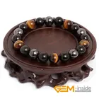 Натуральный черный обсидиан гематит тигровый глаз бусы браслеты для мужчин для магнитной защиты здоровья женщин ювелирные изделия Pulsera Hombre 7,5