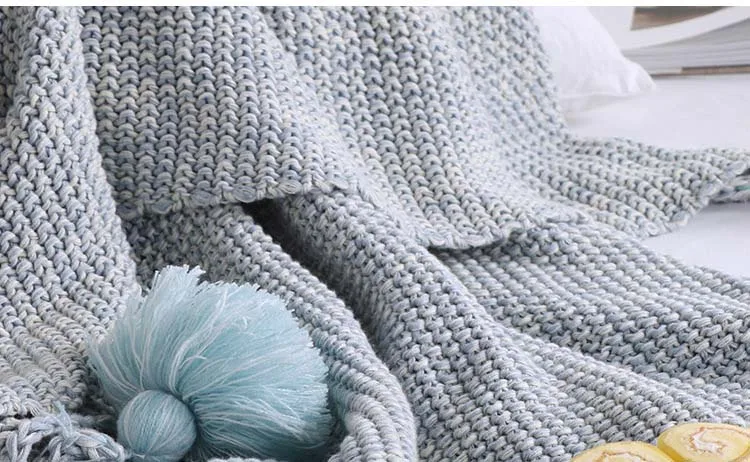 Бесплатная доставка Скандинавское хлопковое покрывало вязаное однотонное