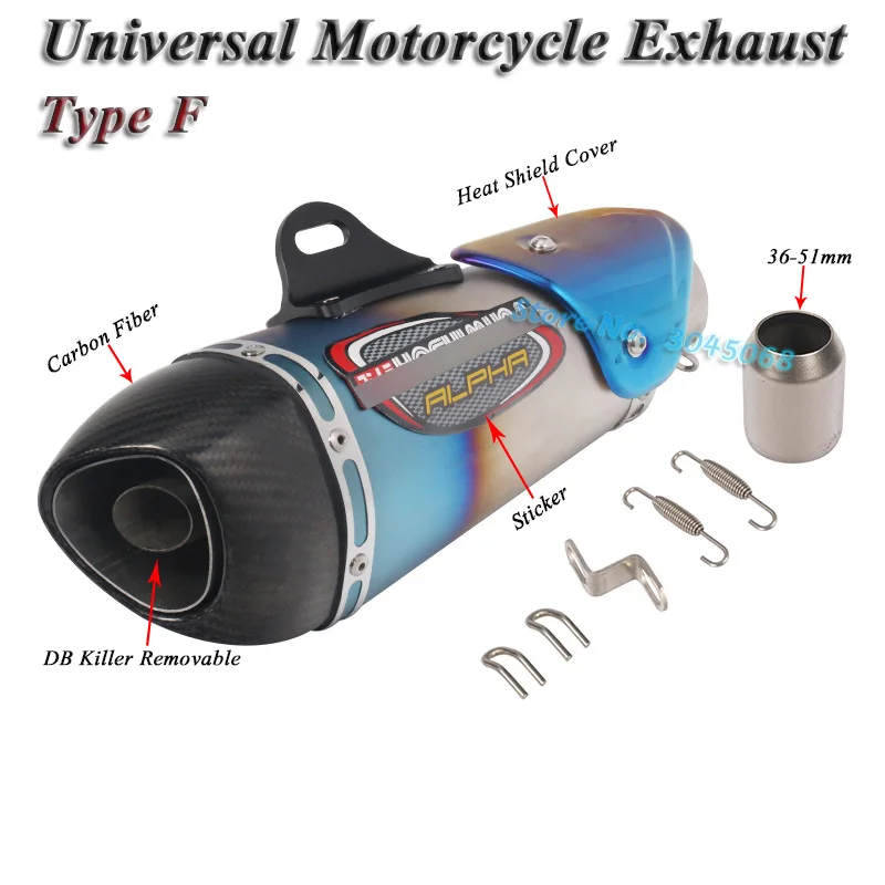 Type F Универсальный мотоцикл Yoshimura выхлопная труба Escape модифицированный углеродный глушитель дБ убийца глушитель для Ninja 400 GSXR600 K6 KTM R15 - Цвет: Type F