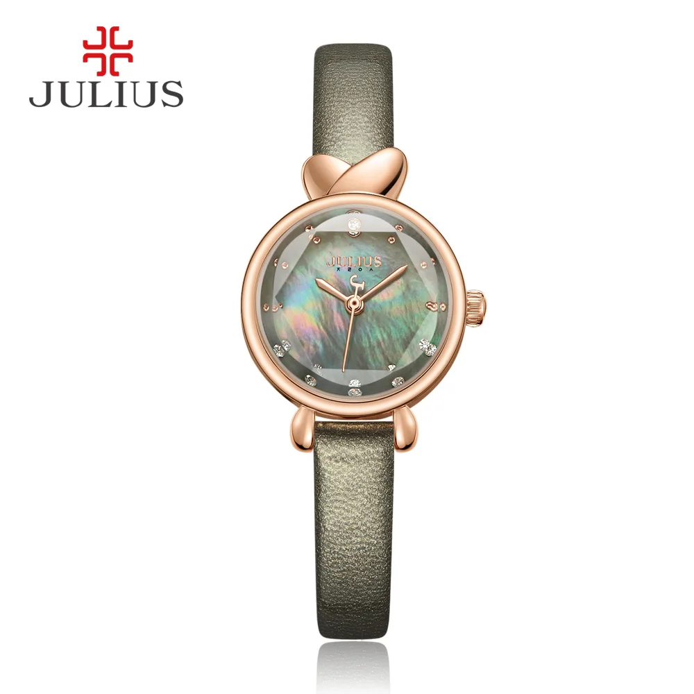 Женские круглые часы Julius 2017 с блестящим циферблатом эксквизионный элегантный GF