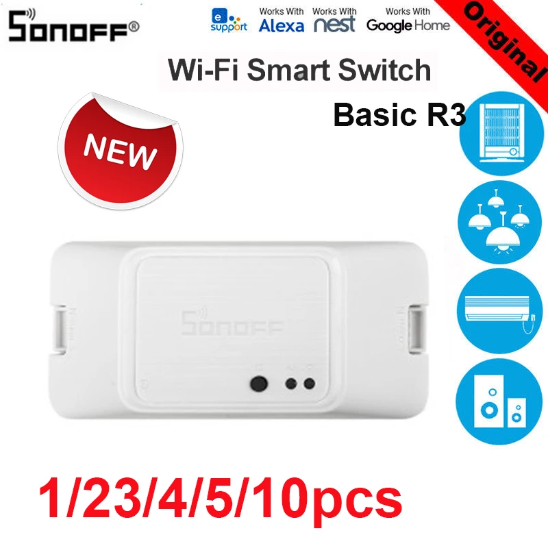 Новое поступление Sonoff Basic 3 WiFi умный домашний переключатель DIY домашняя Автоматизация Sonoff Basic R3 Alexa Google совместимый IFTTT
