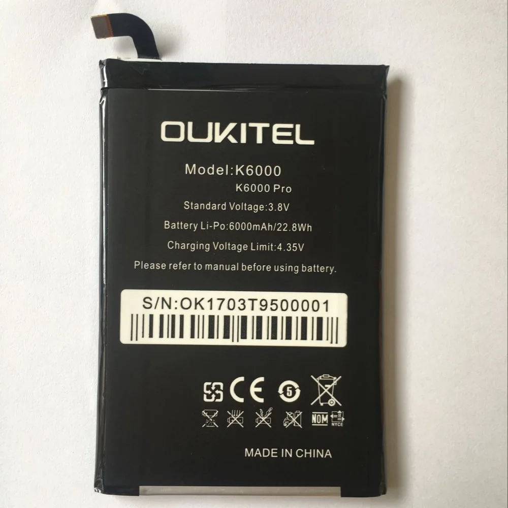 

Сменный аккумулятор Oukitel K6000 Pro, оригинальный аккумулятор большой емкости 6000 мАч, резервные батареи для Oukitel K6000 Pro