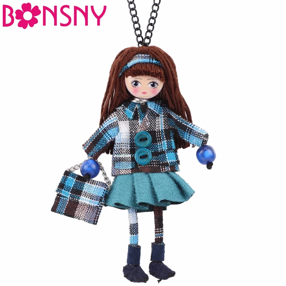 Кукольное ожерелье Bonsny с длинными волосами для девушек и женщин подвеска ручной
