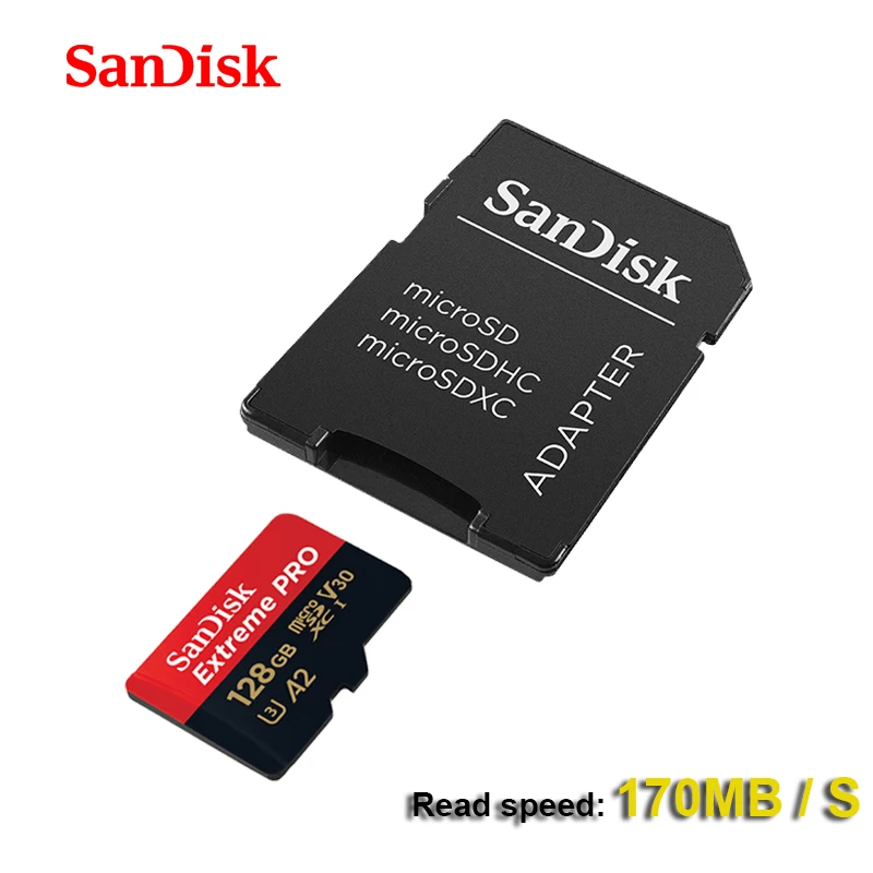 SanDisk Extreme PRo microSDXC UHS I 64 Гб 128 карта памяти micro SD TF 170 МБ/с./с класс 10 U3 A2 с адаптером 100%