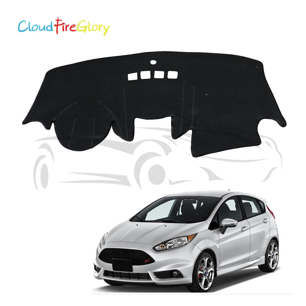 CloudFireGlory для Ford Fiesta MK7 2009- черный чехол на приборную панель, коврик для приборной панели, коврик для приборной панели, защита от солнца, накладка на приборную панель, ковер LHD