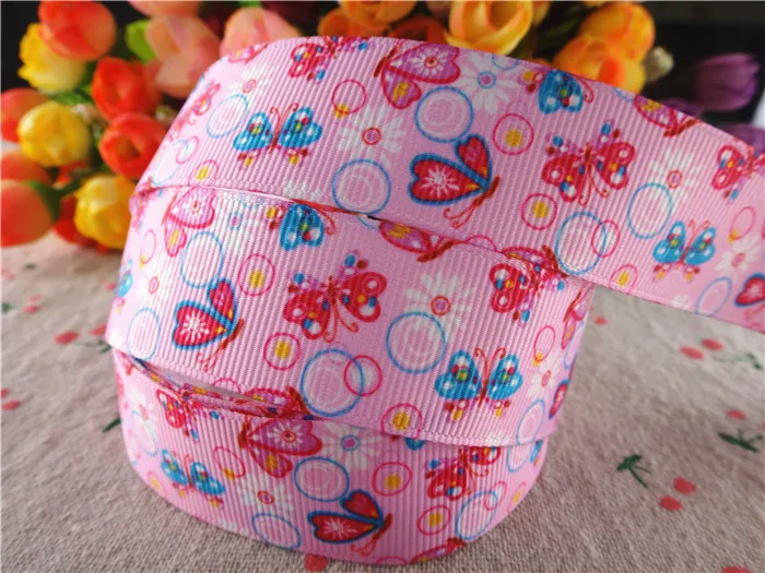 8 18092722," 25 мм 10 ярдов с принтом бабочки корсажные ленты DIY банты для волос материалы ручной работы - Цвет: 8