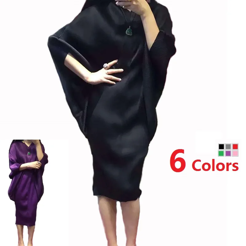 Новые модные с v образным вырезом рукавом летучая мышь платье размера плюс