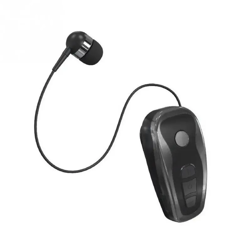 Портативный Бизнес Стиль Одежда шеи клип дизайн стерео Bluetooth 4,1 наушники-вкладыши выдвижной тросик беспроводной с функцией громкой связи - Цвет: Black Gray