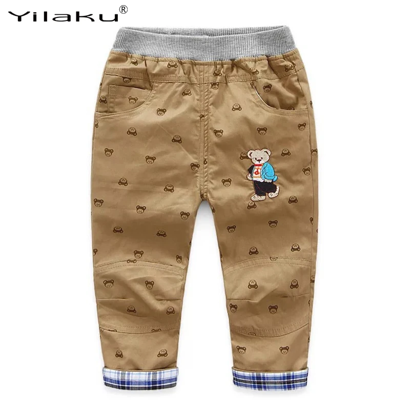 Yilaku/Одежда для мальчиков Хлопковые детские длинные брюки с рисунком медведя