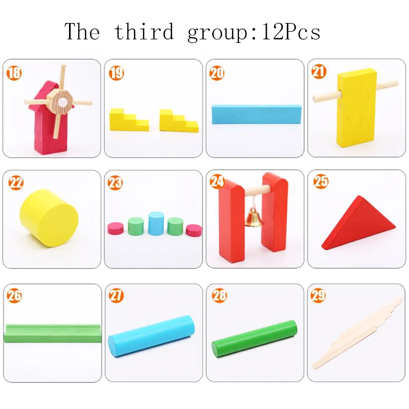 

1Set Color Sort Wooden Domino Accessories Blocks Jigsaw Adult Dominoes Games Toys for Children Building & Construction Toys