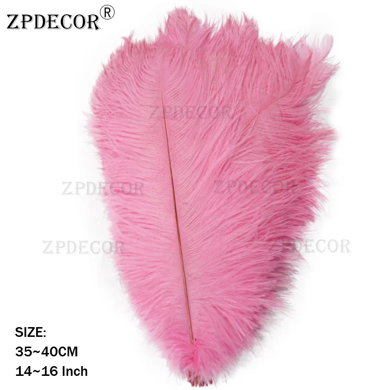 Розовый ZPDECOR страусиные перья 35-40 см для рукоделия, товары для свадебной вечеринки, карнавальные украшения для танцоров - Цвет: Розовый