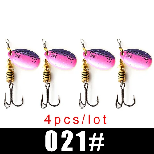 FTK New 1#-5# 5pcs/lot or 4pcs/lot Similar as Copper Spinner Bait Fishing Lure With Treble Hooks Hard Baits Spoon Pike - Цвет: 021