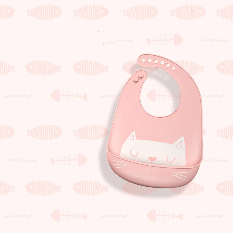 08Pk Cat Детские силиконовые водонепроницаемые Слюнявчики для Малышей Регулируемый передник для кормления цветной платок-Слюнявчик - Цвет: 08Pk Cat