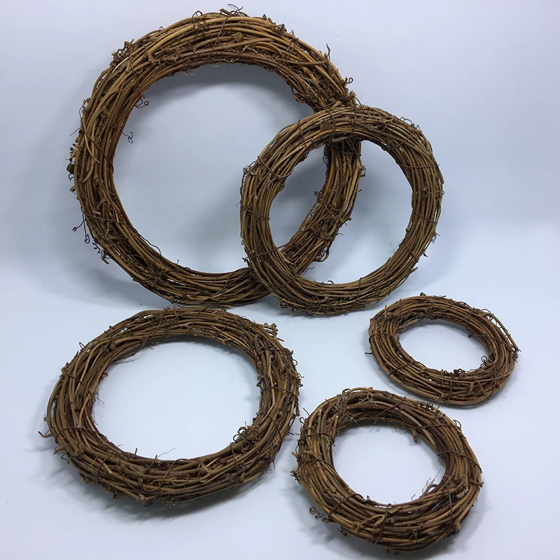 DIY круглая соломенная ротанговая Круглая дверь Рождественский цветочный венок