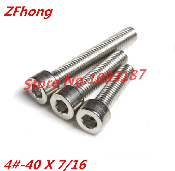 

100PCS Stainless Steel A2 4#-40*7/16 Hexagon Hex Socket Head Cap Screw