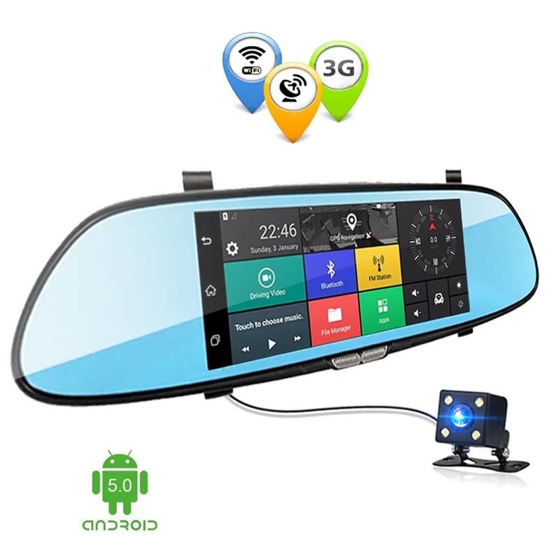 Автомобильный видеорегистратор с двойным объективом 7 0 дюйма Android GPS Full HD 1080P|mirror