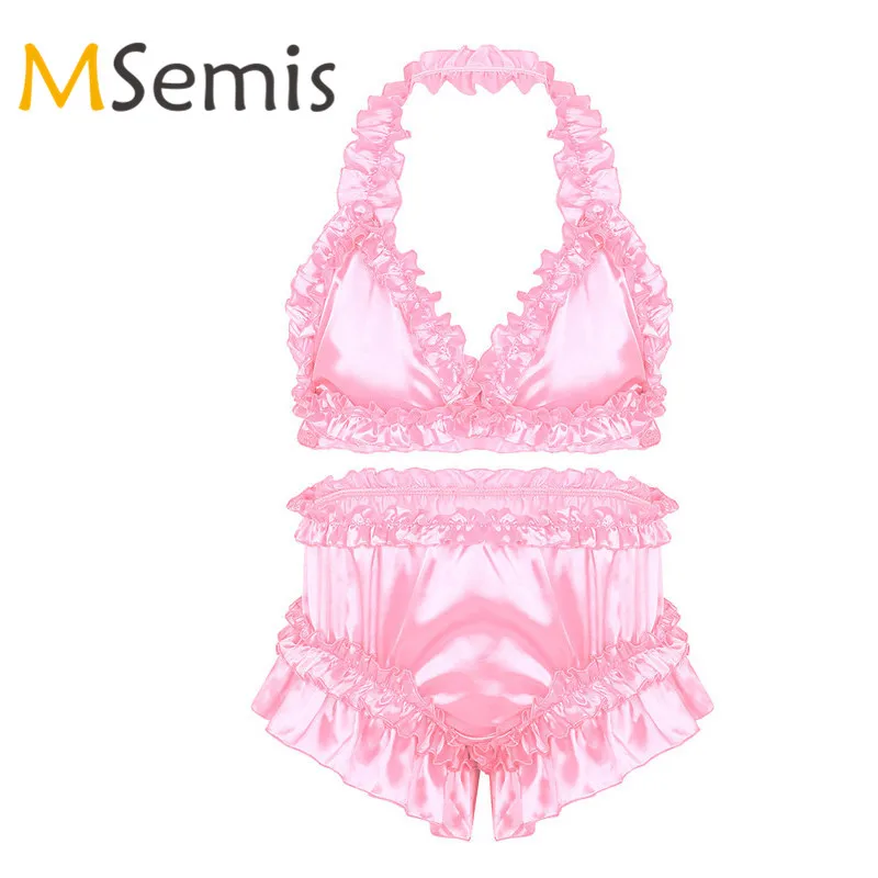 Мужское нижнее белье Размеры s Sissy мягкие атласные трусики для мужчин комплект с