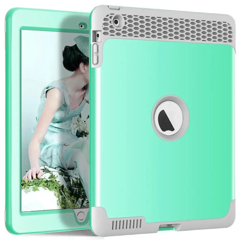 green Для Apple ipad 2 3 4 чехол сверхмощный Гибридный армированный ПК+ Силиконовый детский противоударный защитный чехол для нового ipad 2 ipad 4 - Цвет: green