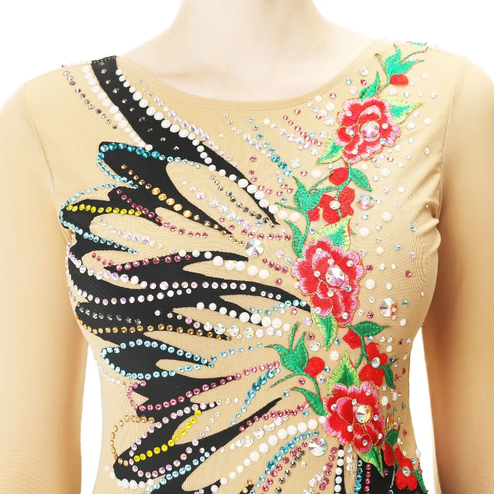 Black Figure Skating Dress Long-Sleeved Ice Skirt Spandex Made In China | Тематическая одежда и униформа