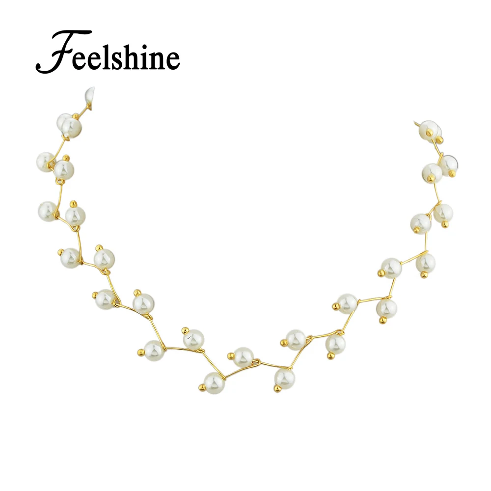 Feelshine панк рок богемный Цепочки и ожерелья Золото Цвет моделируемых жемчужные