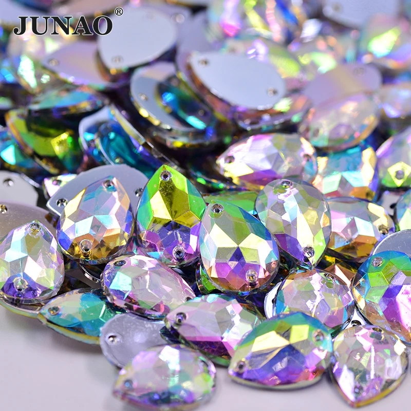 13*18mm 20Sewing Crystal AB Color Drop Rhinestones Applique Acrylic Stones Flatback Strass Crystals For Clothes Dress  - buy with discount