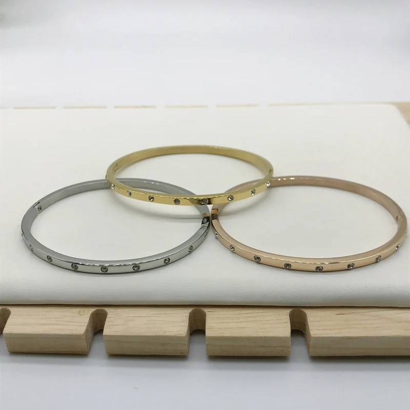 

1Pcs Free Shipping 2019 Women Bangle Jewelry Crystal Zirconia Bracelets Open Cuff Bangles
