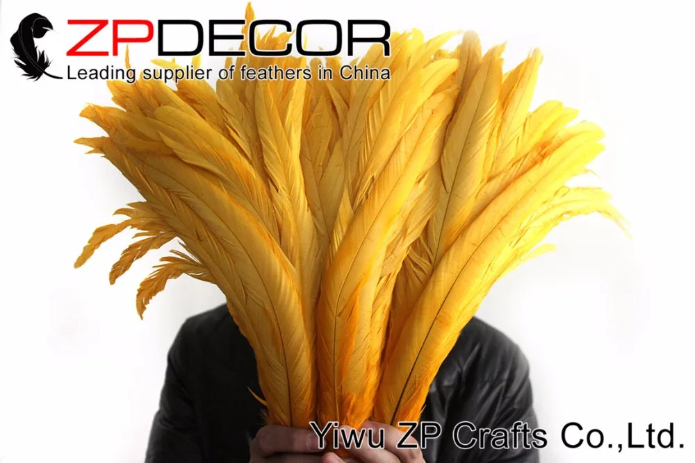 ZPDECOR 100 шт./лот 35 40 см (14 16 дюймов) ручная работа Золотой Петух Coque хвост перья для