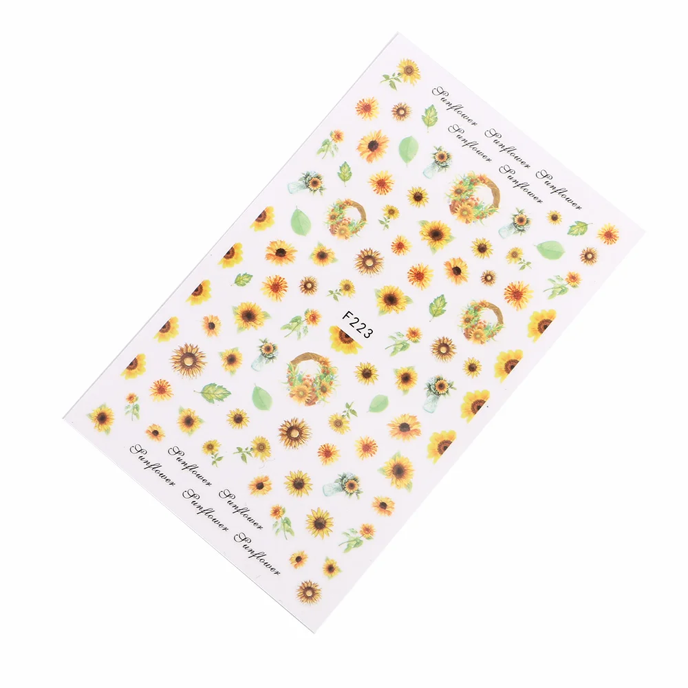 1 лист розовый цветок ромашки слайдер для воды маникюра лак дизайна ногтей