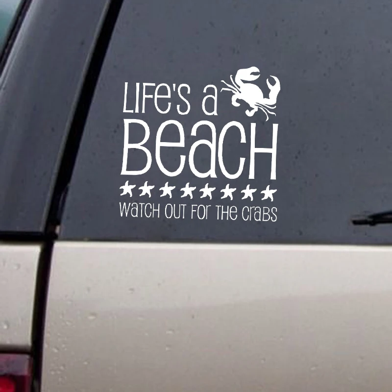 YJZT 18*17 6 см Life's A BEACH Watch Out для краба модная Виниловая наклейка стайлинга