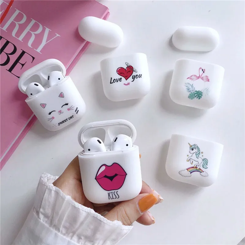Мягкие силиконовые сумки для Airpods панда слон Единорог кошка Фламинго любовь сердце сексуальные губы чехол для Apple Earpods беспроводные наушники
