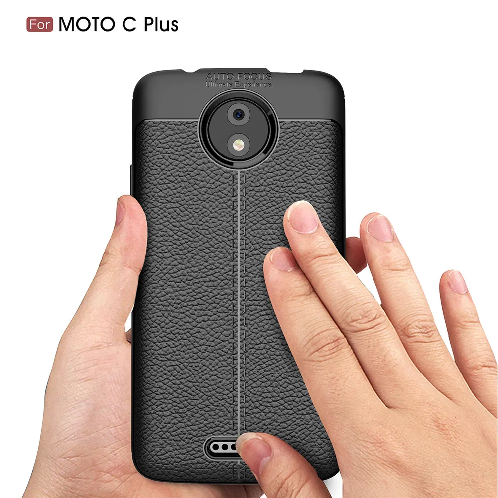 Мягкий матовый чехол с текстурой личи для Motorola Moto C противоударный деловой Plus Fundas