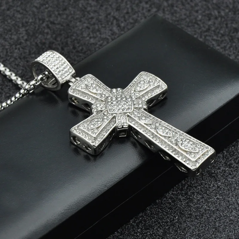D & Z Iced Out мужской крест ожерелье из нержавеющей стали полный тротуар CZ Крест