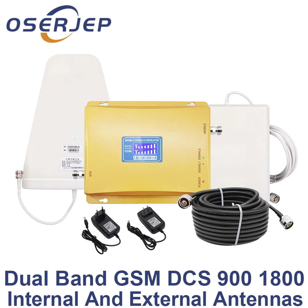 LCD Display GSM 900 4G 1800 mhz Dual Band Repeater GSM 4G LTE Phone Amplifier Cellular Mobile Booster +LPDA /Panel Antenna
