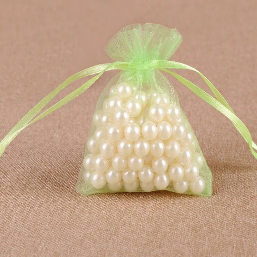 100 шт/партия светло зеленые маленькие и большие сумки из органзы подарочные