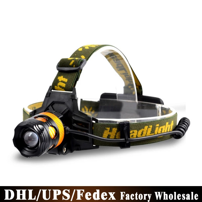 

DHL Fedex UPS 100pcs/lot Zoom Headlight Glare Charging LED10W Yellow Light Source Fishing Hunting